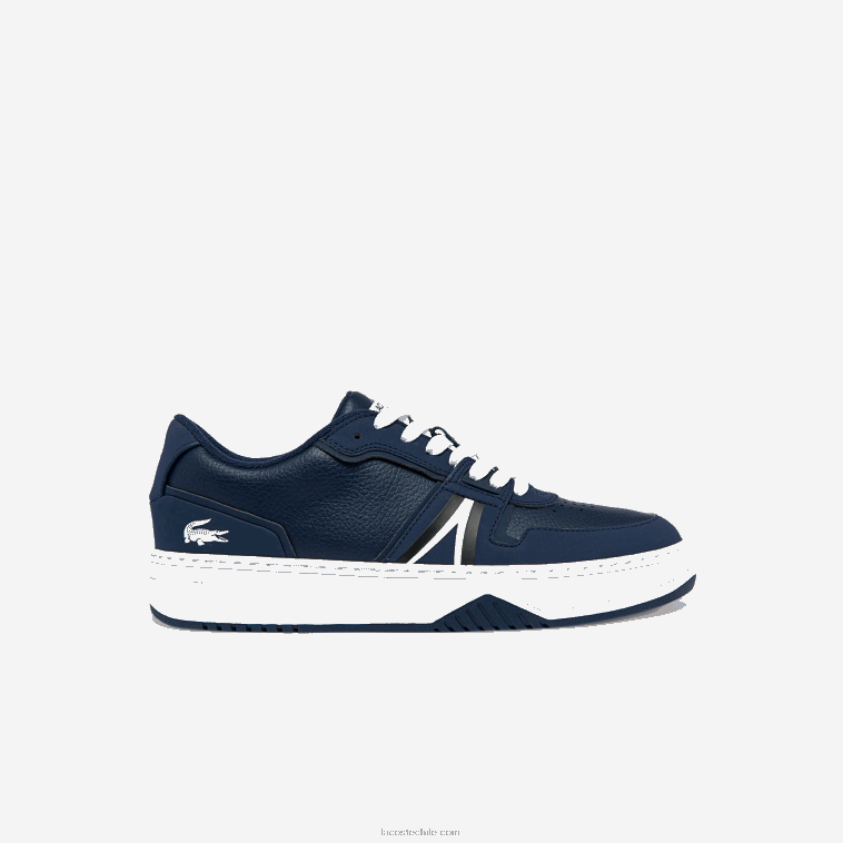 hombres Lacoste azul marino y blanco 092 zapatillas l001 de piel con detalles pop N6XZ21829 hombres Lacoste azul marino y blanco 092 zapatillas l001 de piel con detalles pop N6XZ21829