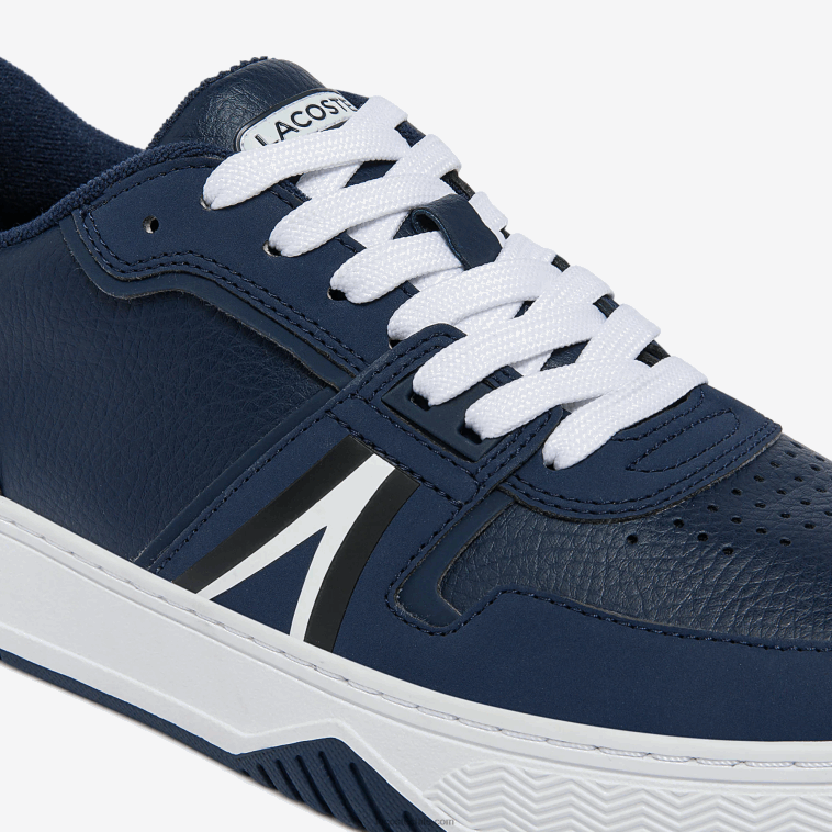 hombres Lacoste azul marino y blanco 092 zapatillas l001 de piel con detalles pop N6XZ21829