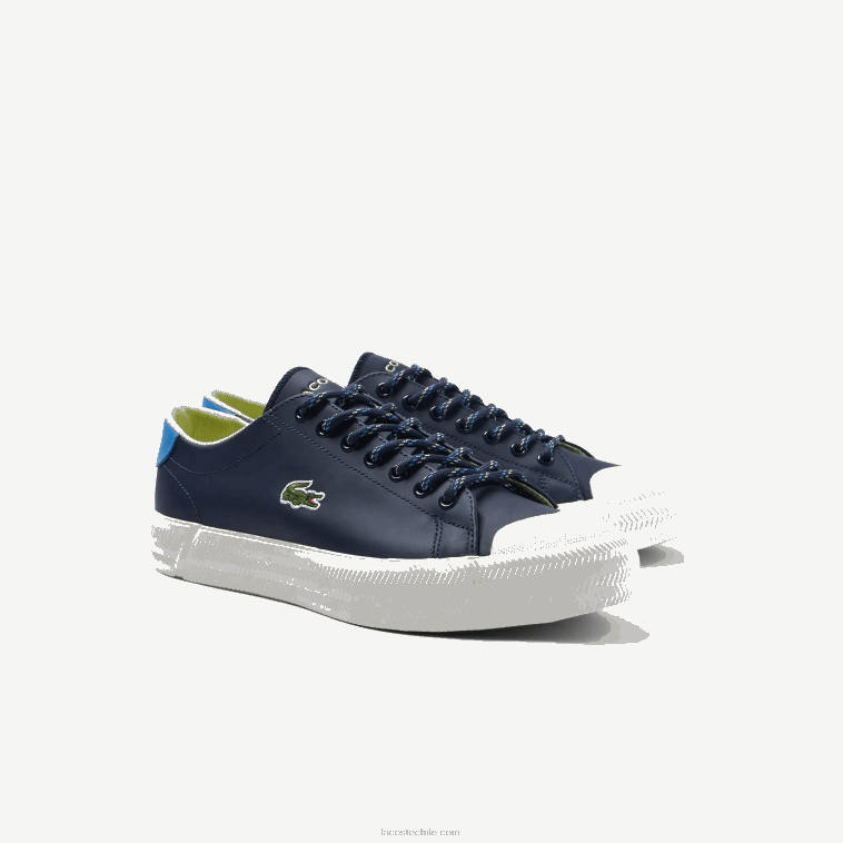 hombres Lacoste azul marino y blanco roto j18 zapatillas Gripshot de piel y ante N6XZ21899