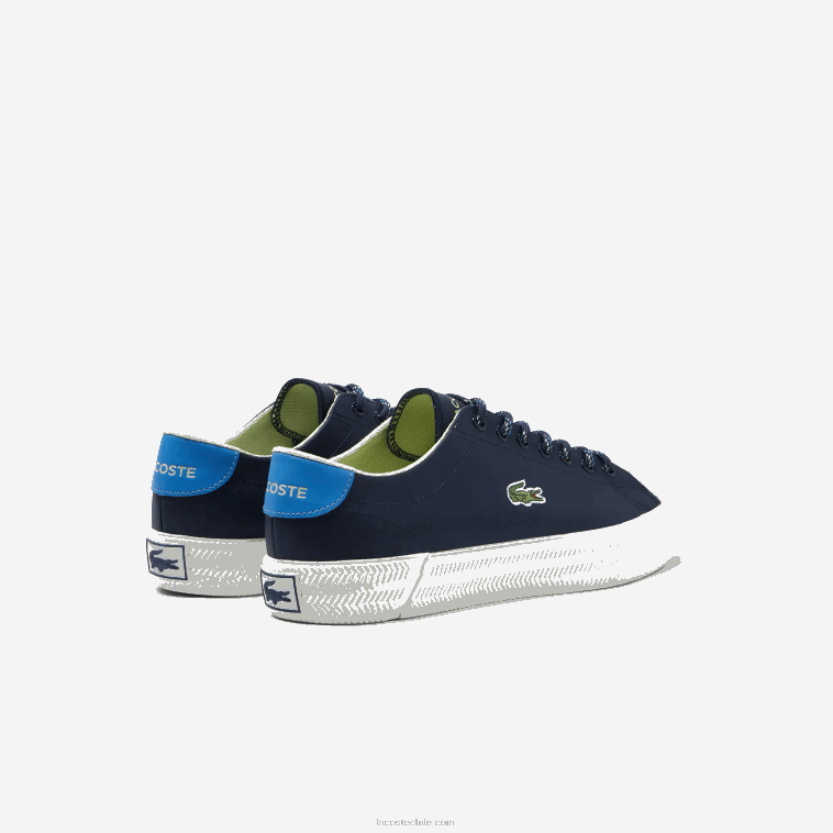 hombres Lacoste azul marino y blanco roto j18 zapatillas Gripshot de piel y ante N6XZ21899
