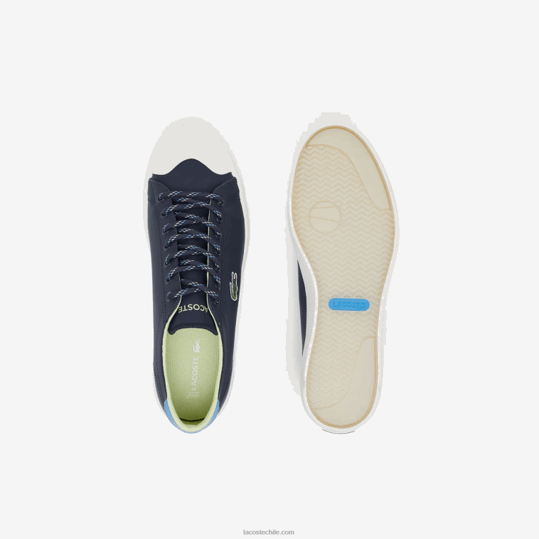 hombres Lacoste azul marino y blanco roto j18 zapatillas Gripshot de piel y ante N6XZ21899
