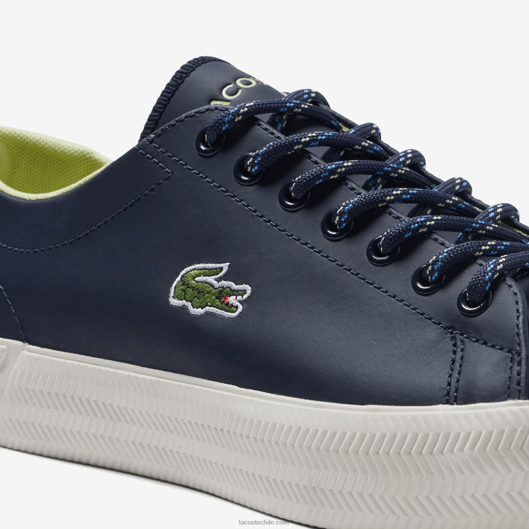 hombres Lacoste azul marino y blanco roto j18 zapatillas Gripshot de piel y ante N6XZ21899