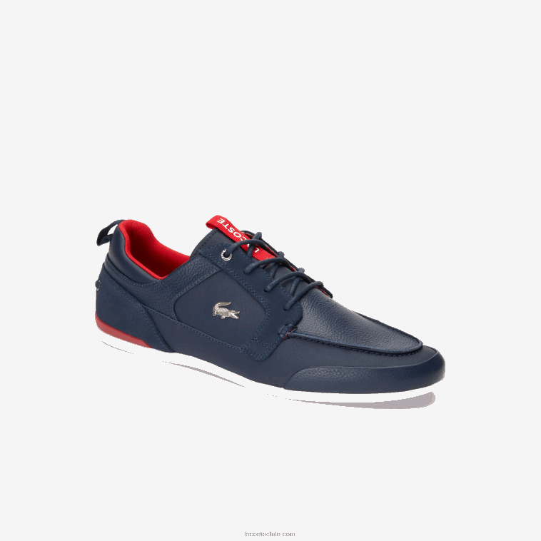 hombres Lacoste azul marino y rojo 144 náuticos de piel marina N6XZ21722