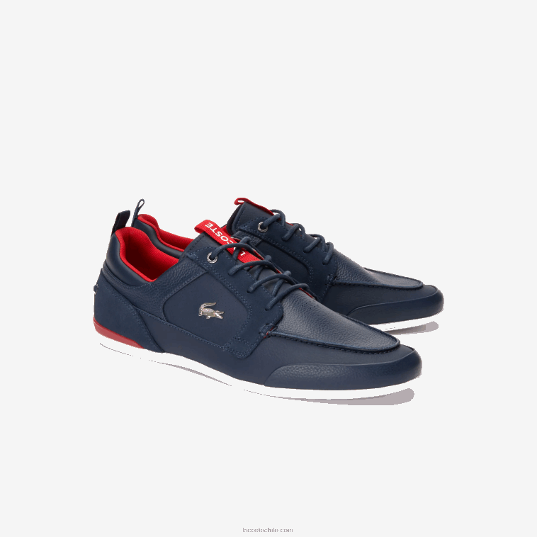 hombres Lacoste azul marino y rojo 144 náuticos de piel marina N6XZ21722