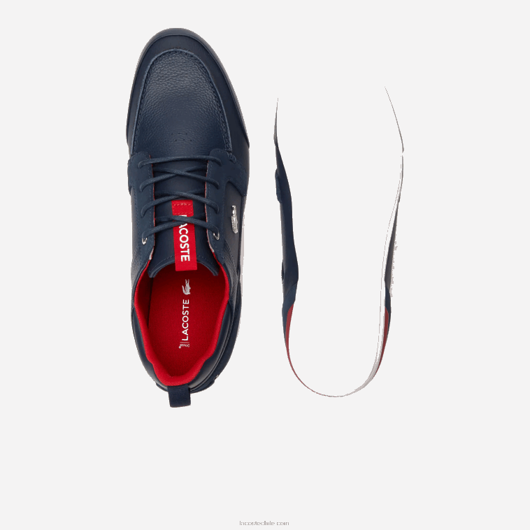 hombres Lacoste azul marino y rojo 144 náuticos de piel marina N6XZ21722