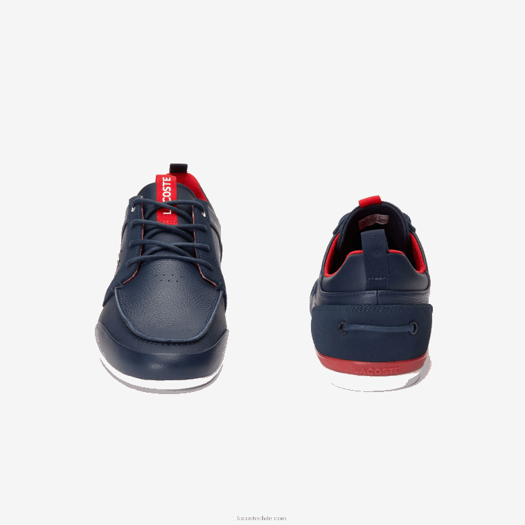 hombres Lacoste azul marino y rojo 144 náuticos de piel marina N6XZ21722