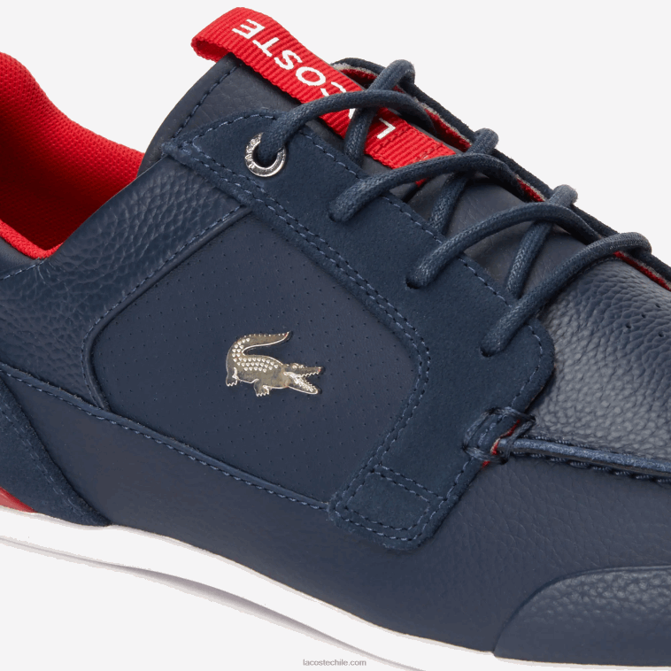 hombres Lacoste azul marino y rojo 144 náuticos de piel marina N6XZ21722