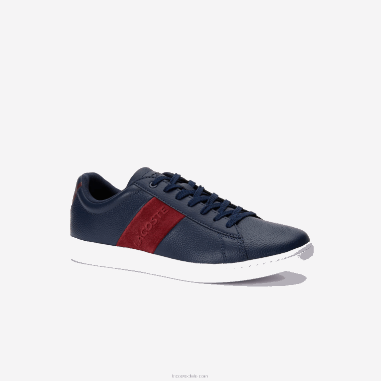 hombres Lacoste azul marino y rojo oscuro 5a5 zapatillas carnaby evo de piel y ante N6XZ21717