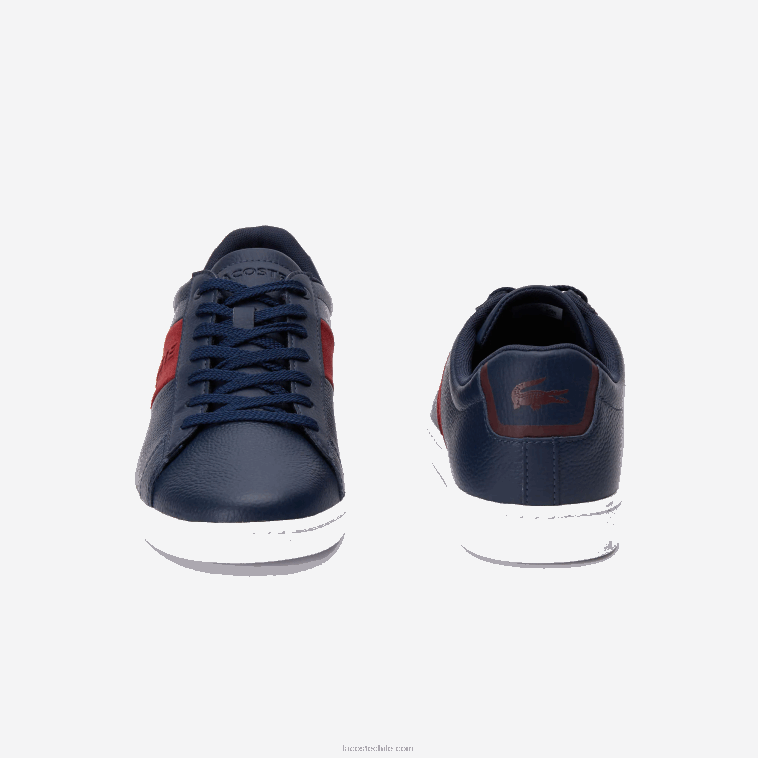hombres Lacoste azul marino y rojo oscuro 5a5 zapatillas carnaby evo de piel y ante N6XZ21717