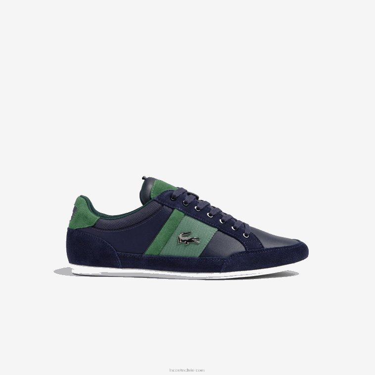 hombres Lacoste azul marino y verde 2s3 zapatillas chaymon de piel N6XZ21735