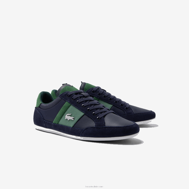 hombres Lacoste azul marino y verde 2s3 zapatillas chaymon de piel N6XZ21735