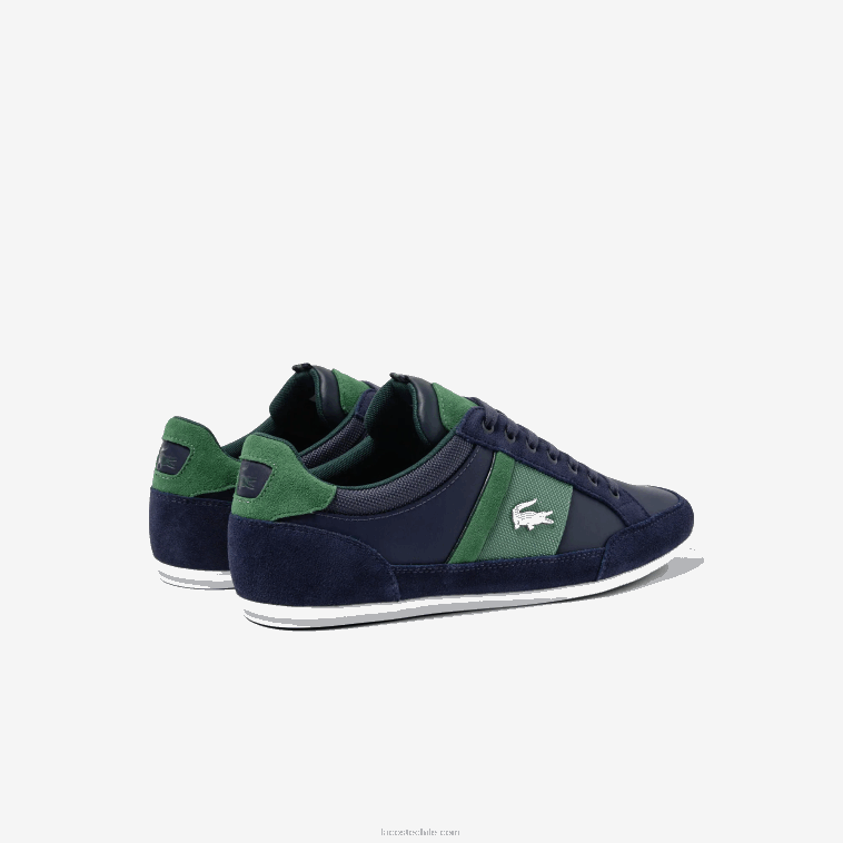 hombres Lacoste azul marino y verde 2s3 zapatillas chaymon de piel N6XZ21735