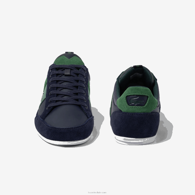 hombres Lacoste azul marino y verde 2s3 zapatillas chaymon de piel N6XZ21735