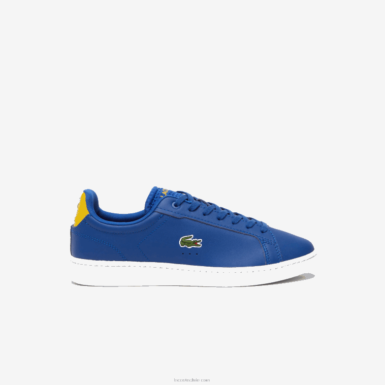 hombres Lacoste azul oscuro y blanco 121 zapatillas carnaby pro de piel con tacón pop N6XZ21744