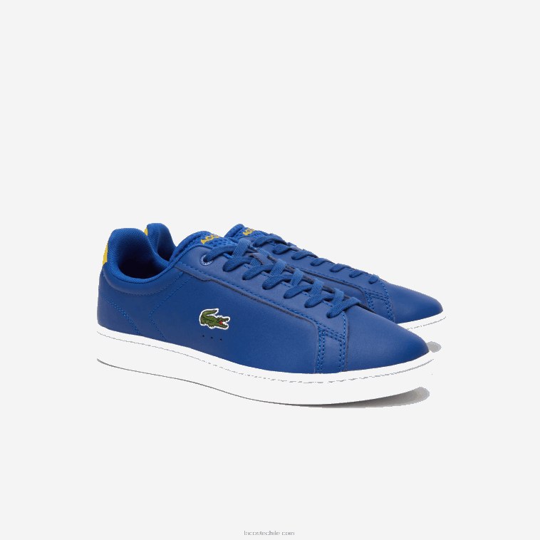 hombres Lacoste azul oscuro y blanco 121 zapatillas carnaby pro de piel con tacón pop N6XZ21744
