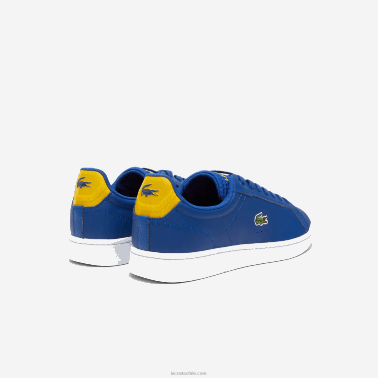 hombres Lacoste azul oscuro y blanco 121 zapatillas carnaby pro de piel con tacón pop N6XZ21744