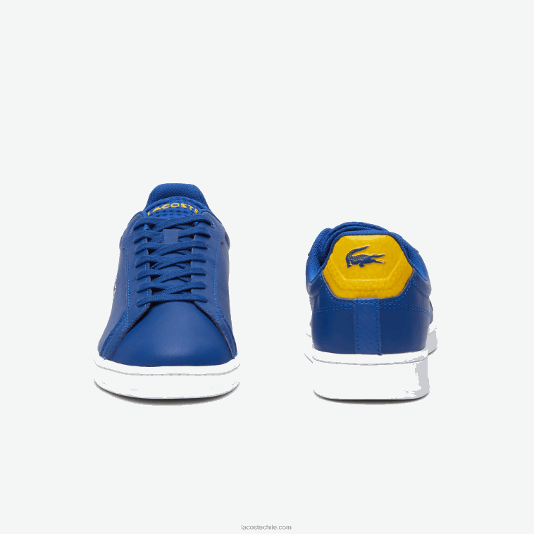 hombres Lacoste azul oscuro y blanco 121 zapatillas carnaby pro de piel con tacón pop N6XZ21744