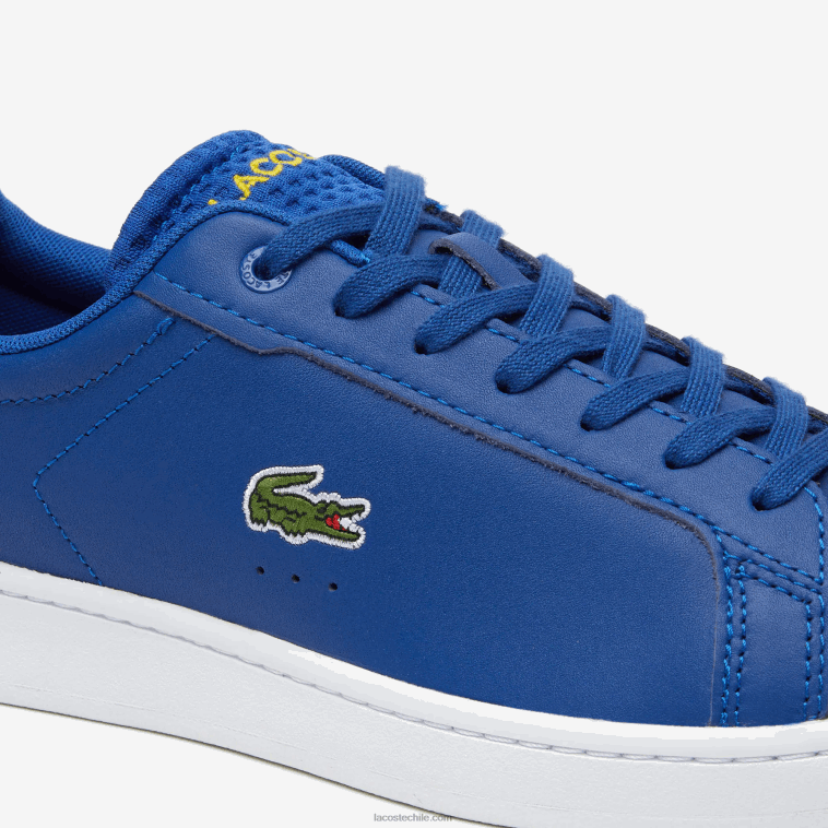hombres Lacoste azul oscuro y blanco 121 zapatillas carnaby pro de piel con tacón pop N6XZ21744