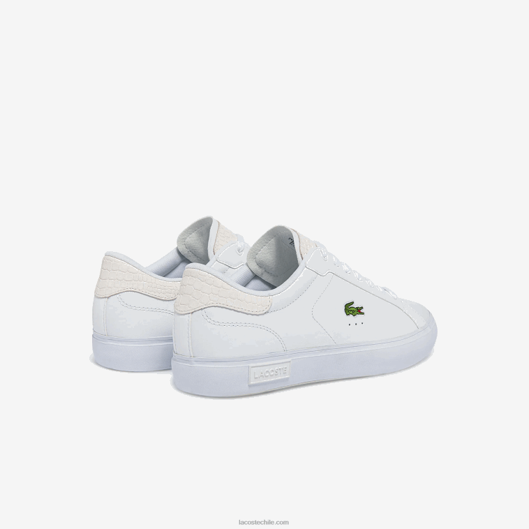 hombres Lacoste blanco 21g zapatillas powercourt de piel bruñida N6XZ21845
