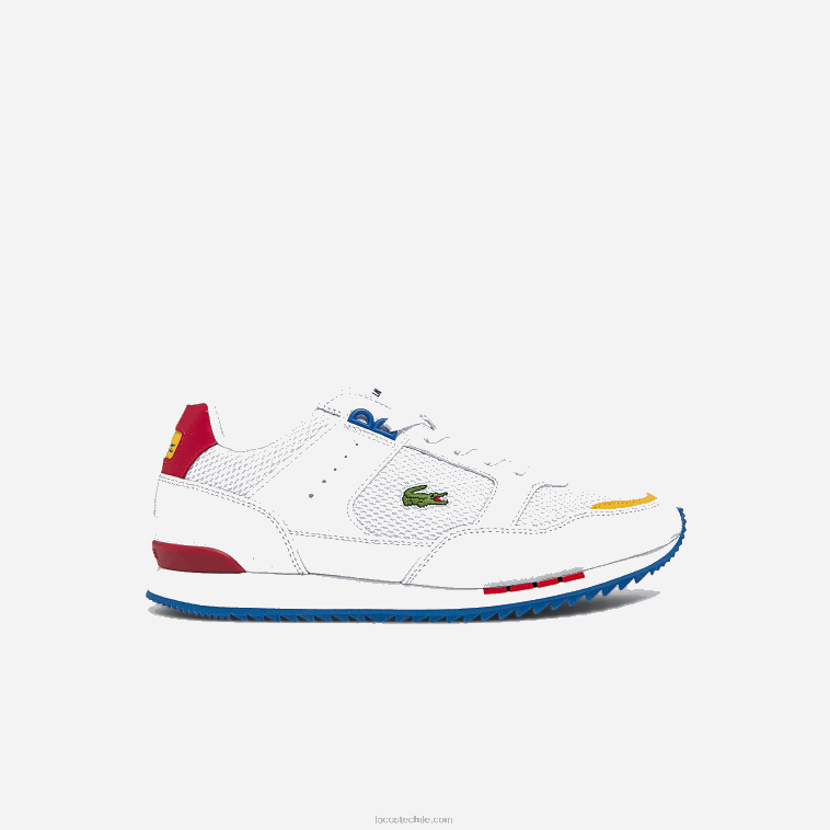 hombres Lacoste blanco/azul 080 zapatillas deportivas partner piste de tejido y piel N6XZ21888