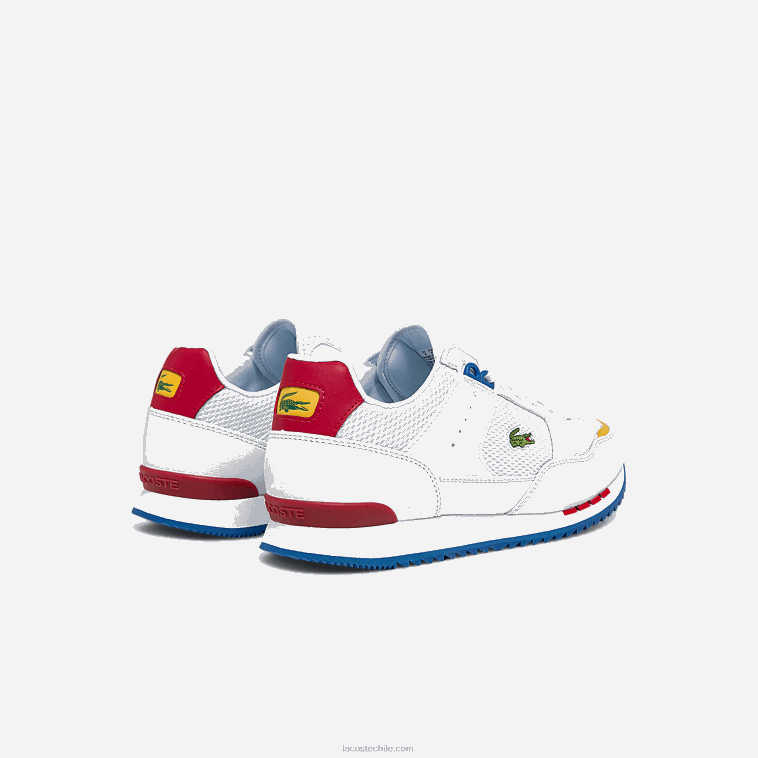 hombres Lacoste blanco/azul 080 zapatillas deportivas partner piste de tejido y piel N6XZ21888