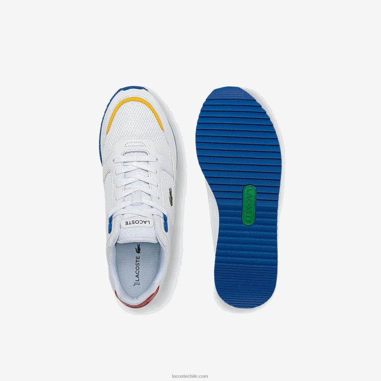 hombres Lacoste blanco/azul 080 zapatillas deportivas partner piste de tejido y piel N6XZ21888