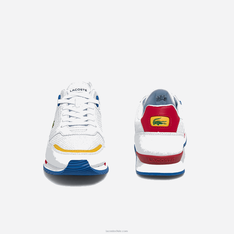 hombres Lacoste blanco/azul 080 zapatillas deportivas partner piste de tejido y piel N6XZ21888