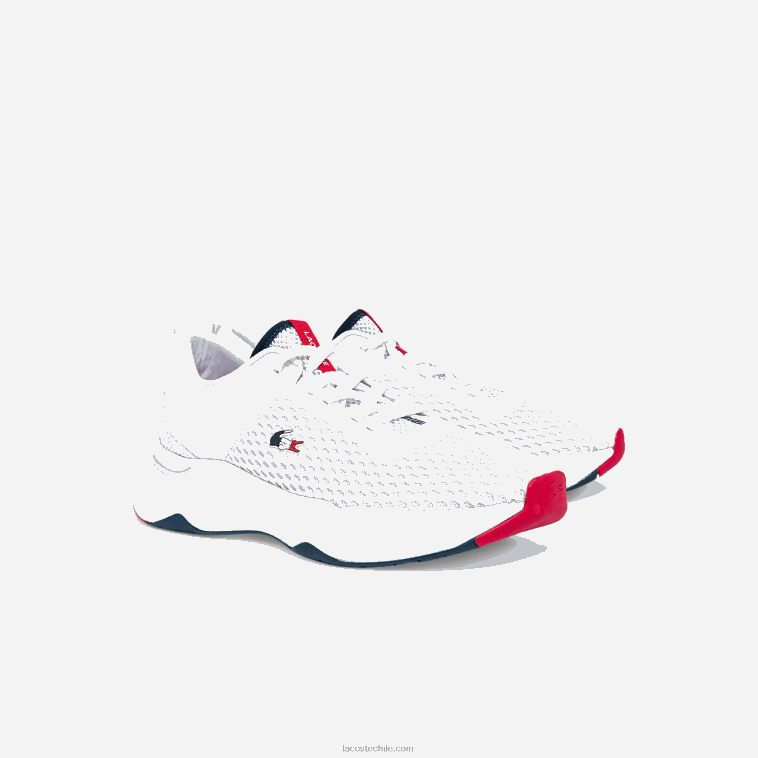 hombres Lacoste blanco/azul marino y rojo 407 zapatillas Court Drive de tejido texturizado N6XZ21861