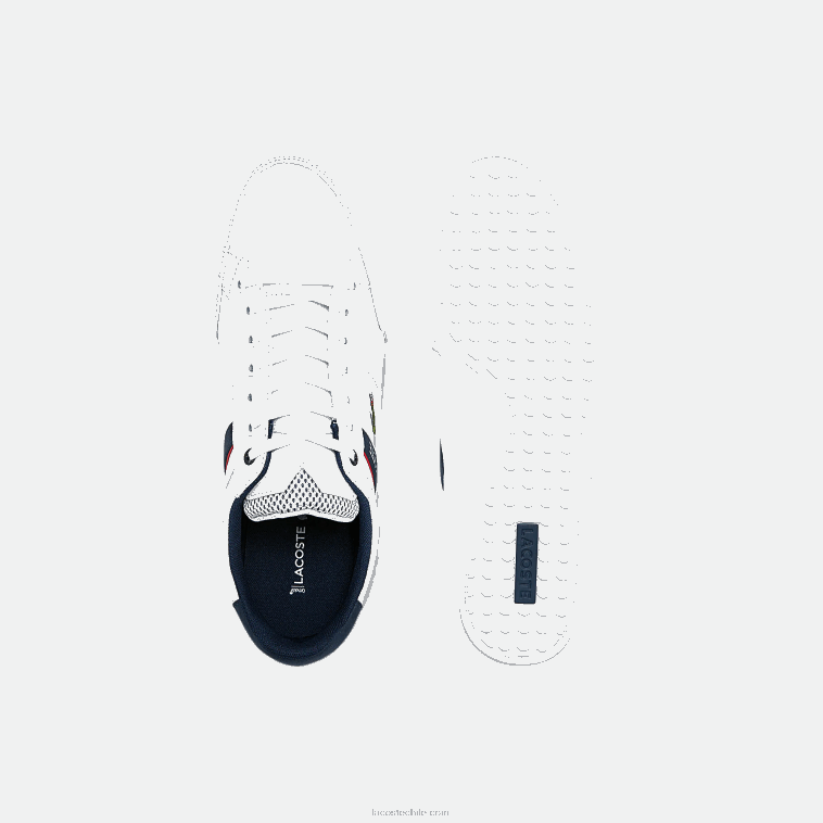 hombres Lacoste blanco/azul marino y rojo 407 zapatillas chaymon de tejido y material sintético N6XZ21791