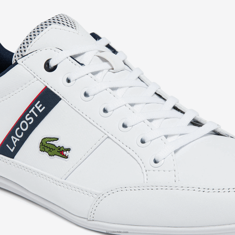 hombres Lacoste blanco/azul marino y rojo 407 zapatillas chaymon de tejido y material sintético N6XZ21791
