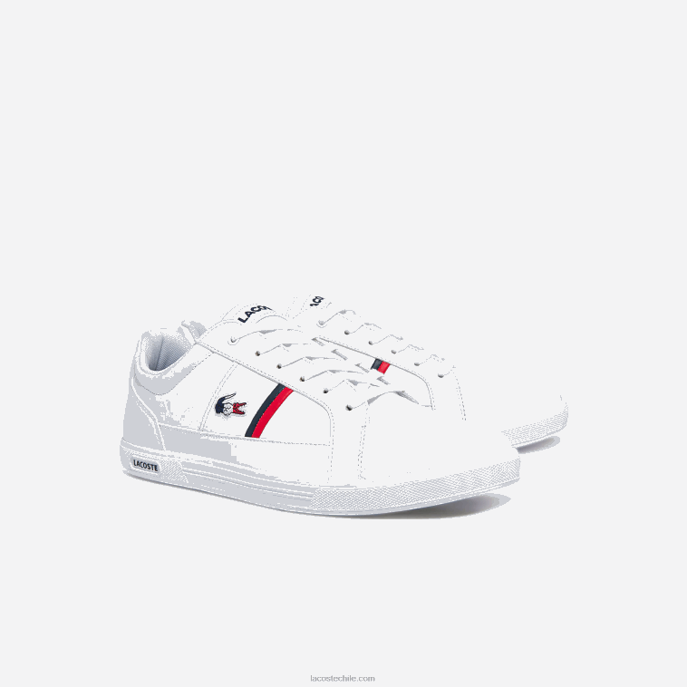 hombres Lacoste blanco/azul marino y rojo 407 zapatillas europa tricolore de piel y material sintético N6XZ21876
