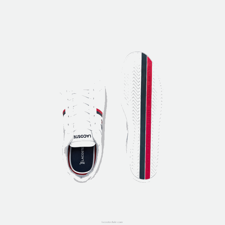 hombres Lacoste blanco/azul marino y rojo 407 zapatillas europa tricolore de piel y material sintético N6XZ21876