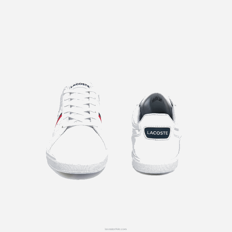 hombres Lacoste blanco/azul marino y rojo 407 zapatillas europa tricolore de piel y material sintético N6XZ21876