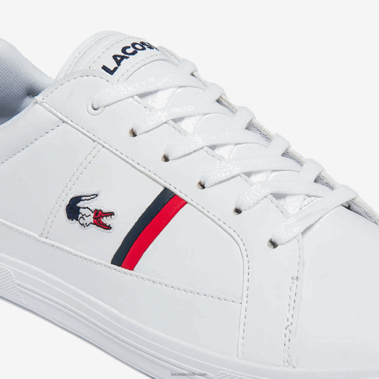 hombres Lacoste blanco/azul marino y rojo 407 zapatillas europa tricolore de piel y material sintético N6XZ21876