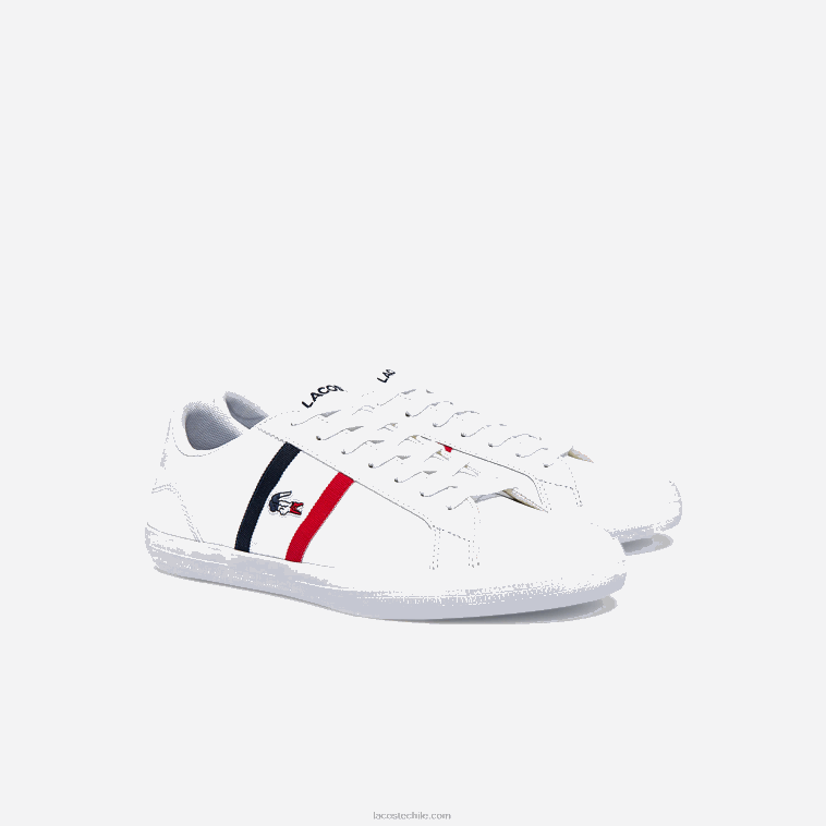 hombres Lacoste blanco/azul marino y rojo 407 zapatillas lerond tricolore de piel y material sintético N6XZ21914