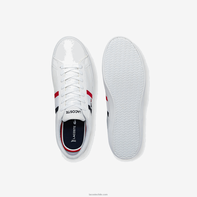 hombres Lacoste blanco/azul marino y rojo 407 zapatillas lerond tricolore de piel y material sintético N6XZ21914