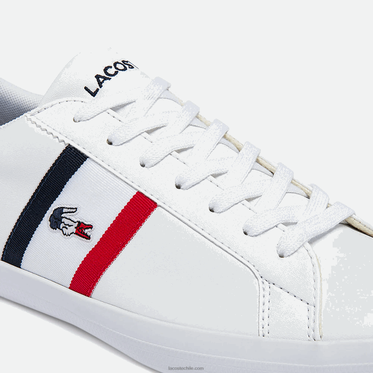 hombres Lacoste blanco/azul marino y rojo 407 zapatillas lerond tricolore de piel y material sintético N6XZ21914