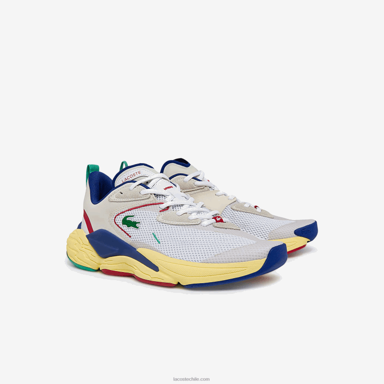 hombres Lacoste blanco roto y azul 2q9 zapatillas aceshot de tejido y material sintético N6XZ21857