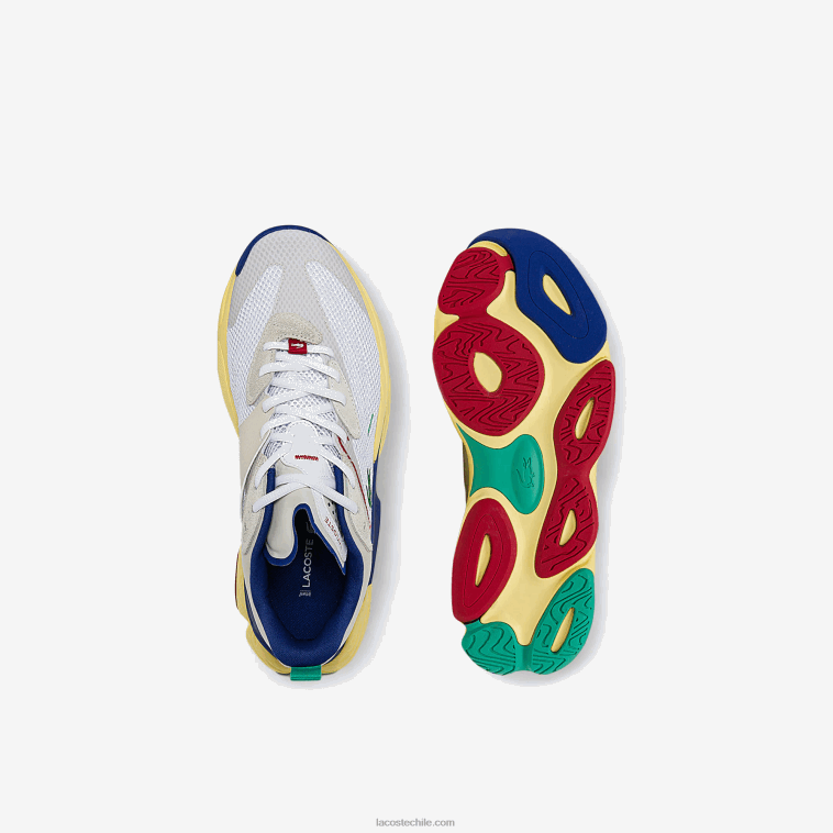 hombres Lacoste blanco roto y azul 2q9 zapatillas aceshot de tejido y material sintético N6XZ21857