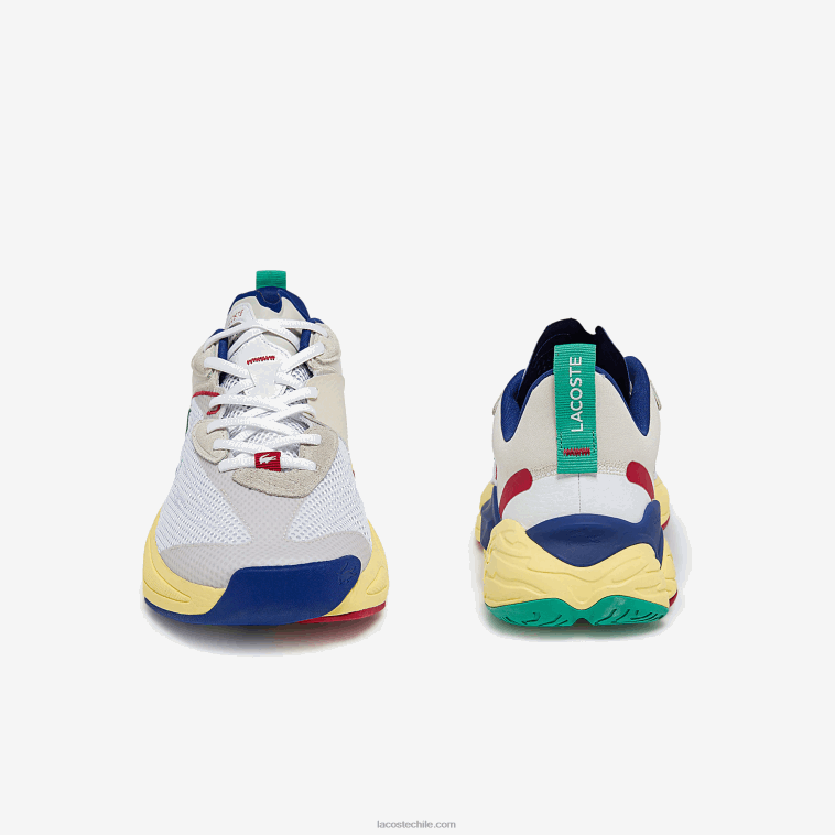 hombres Lacoste blanco roto y azul 2q9 zapatillas aceshot de tejido y material sintético N6XZ21857