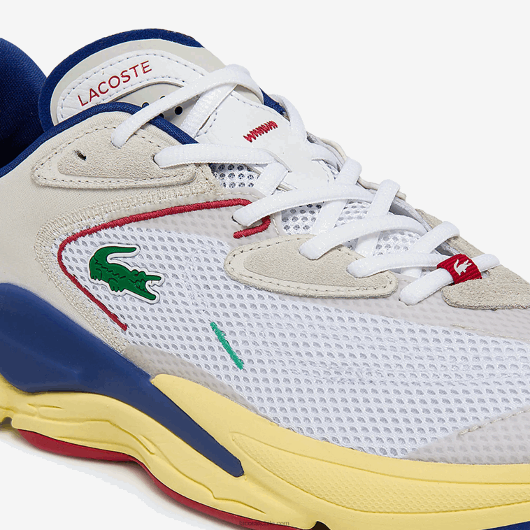 hombres Lacoste blanco roto y azul 2q9 zapatillas aceshot de tejido y material sintético N6XZ21857