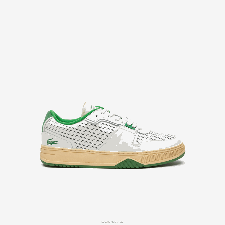 hombres Lacoste blanco/verde 082 zapatillas l001 de piel con tacón pop N6XZ21745