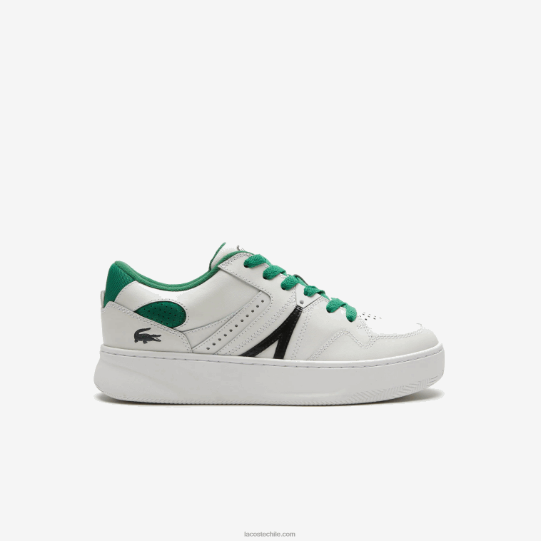 hombres Lacoste blanco/verde 082 zapatillas l005 de piel con detalles pop N6XZ21818