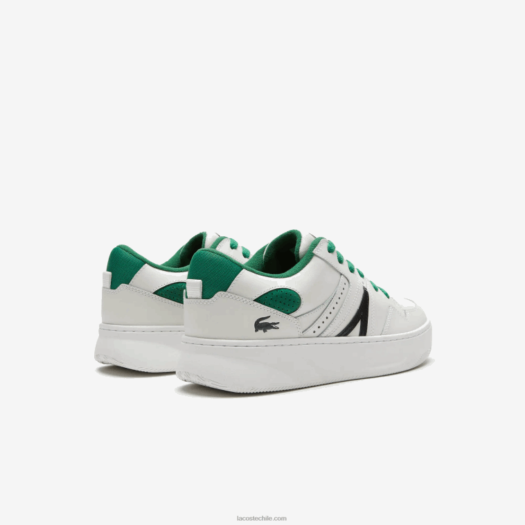 hombres Lacoste blanco/verde 082 zapatillas l005 de piel con detalles pop N6XZ21818