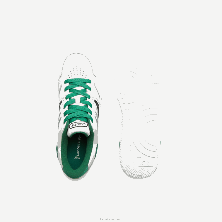 hombres Lacoste blanco/verde 082 zapatillas l005 de piel con detalles pop N6XZ21818