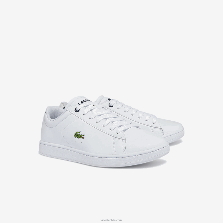 hombres Lacoste blanco y azul marino 042 tenis carnaby bl de piel N6XZ21815