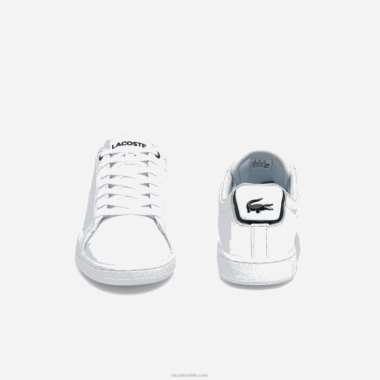 hombres Lacoste blanco y azul marino 042 tenis carnaby bl de piel N6XZ21815