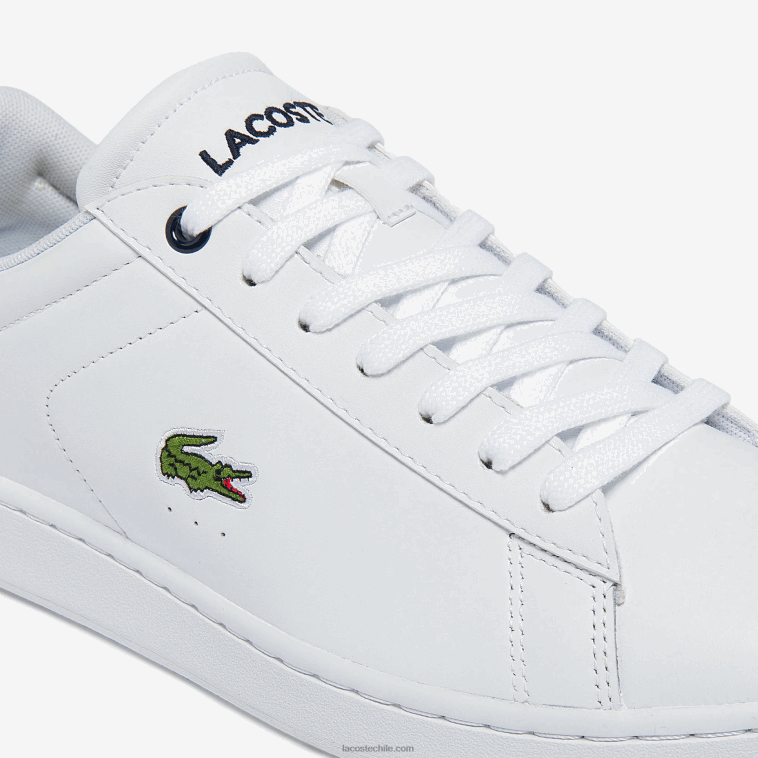 hombres Lacoste blanco y azul marino 042 tenis carnaby bl de piel N6XZ21815