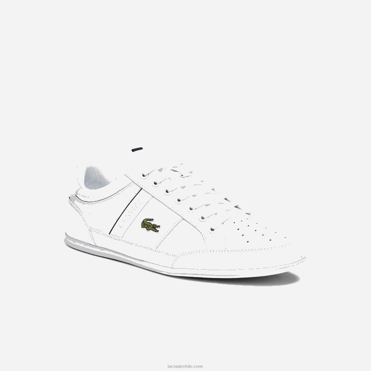 hombres Lacoste blanco y azul marino 042 zapatillas chaymon de piel y material sintético N6XZ21713