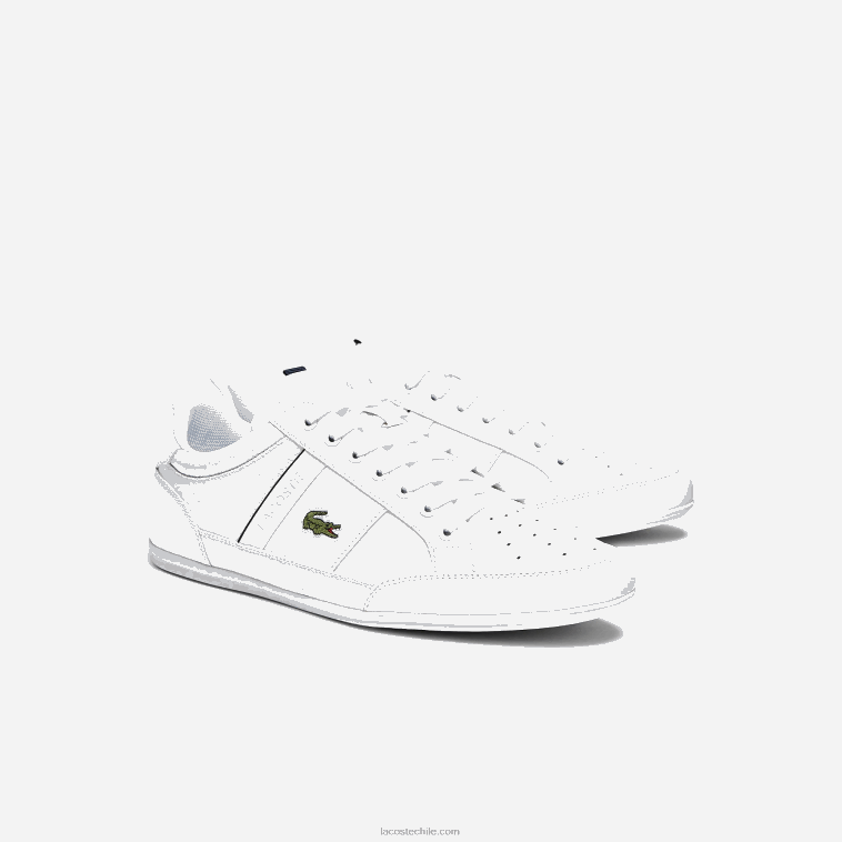 hombres Lacoste blanco y azul marino 042 zapatillas chaymon de piel y material sintético N6XZ21713